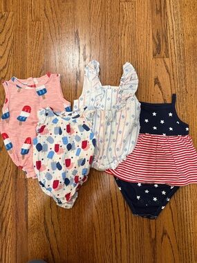 Baby Girls' 4-Piece Summer Romper Set - Sizes 0-/3-6